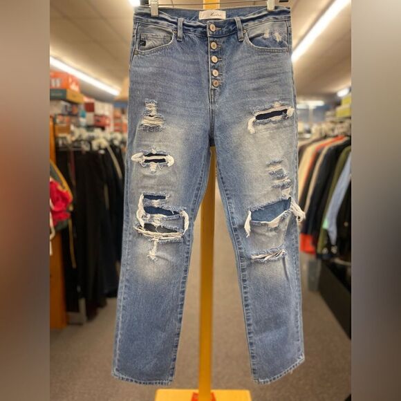 KanCan Ladies 27/7 Distressed Light Wash Jeans - Picture 3 of 7